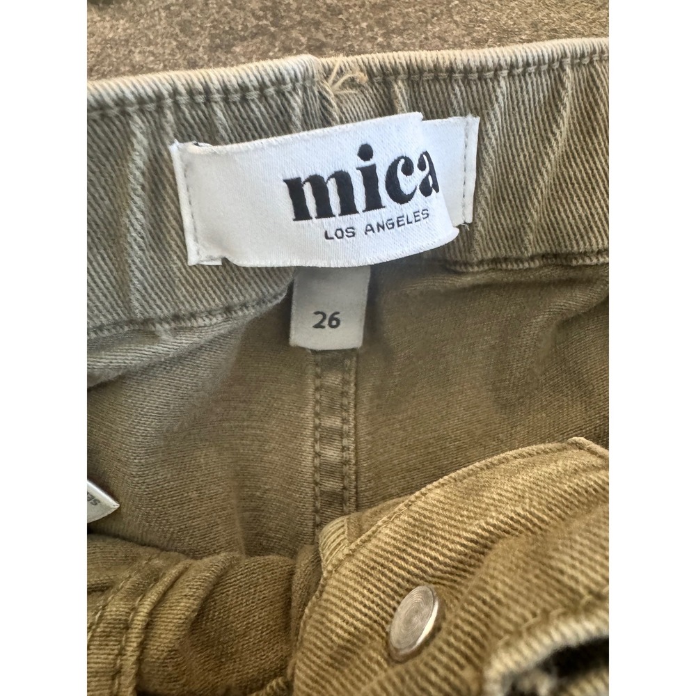 Mica Denim Women Olive Green Cropped Utility Cargo Pants Bungee Hem Size 26 - Picture 5 of 7